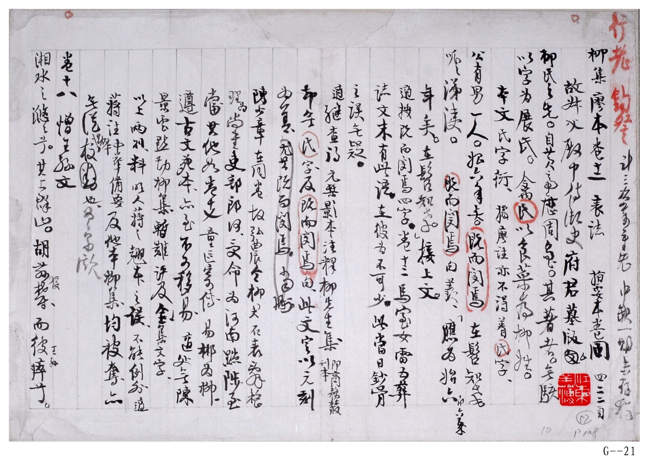 現(xiàn)代高二適行書《讀柳文指要筆記》紙本條幅